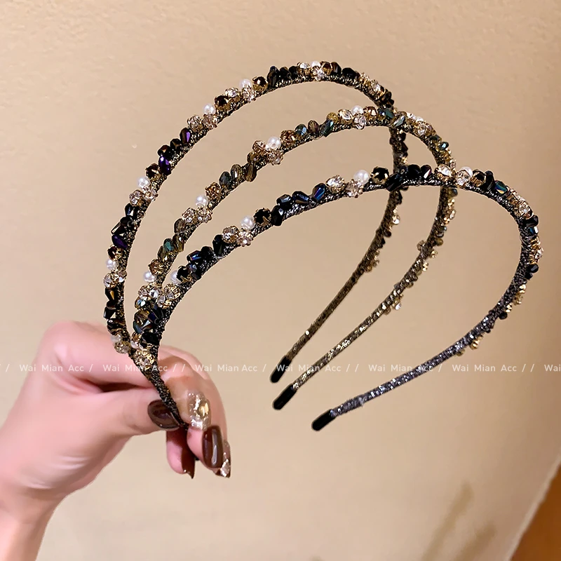 高级感水晶发箍时尚百搭珍珠压发头饰女高端轻奢外出装饰头箍新款