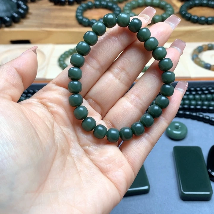 和田玉（青玉）手链未镶嵌涛****理