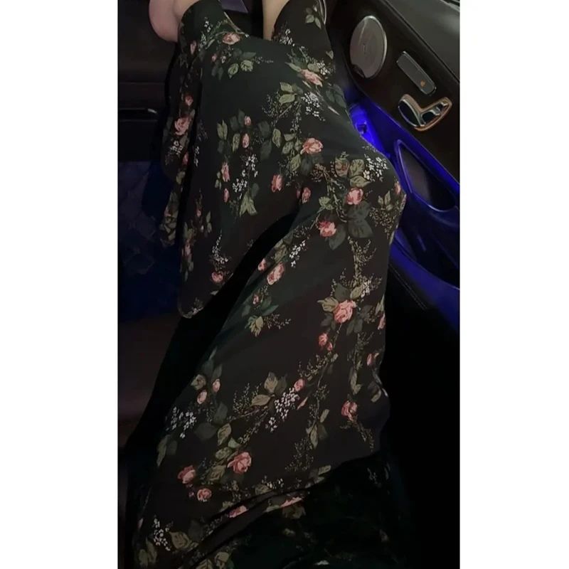 【内里全套里布】夏季薄款超好看复古提气质碎花鱼尾侧开叉半身裙女
