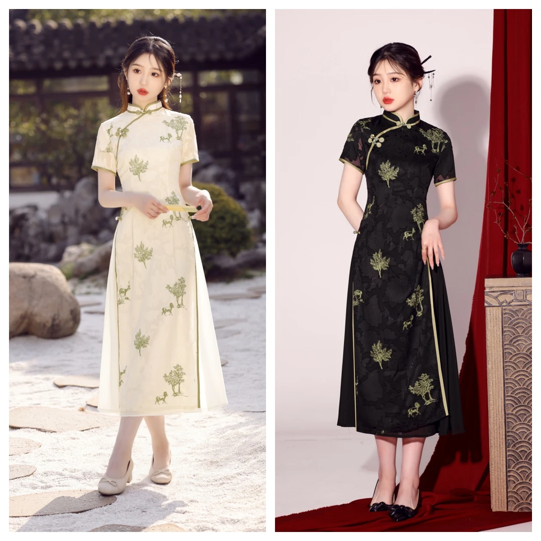 曼妙/S-3XL夏季新款气质改良绣花旗袍中国风年轻款正宗苏州旗袍