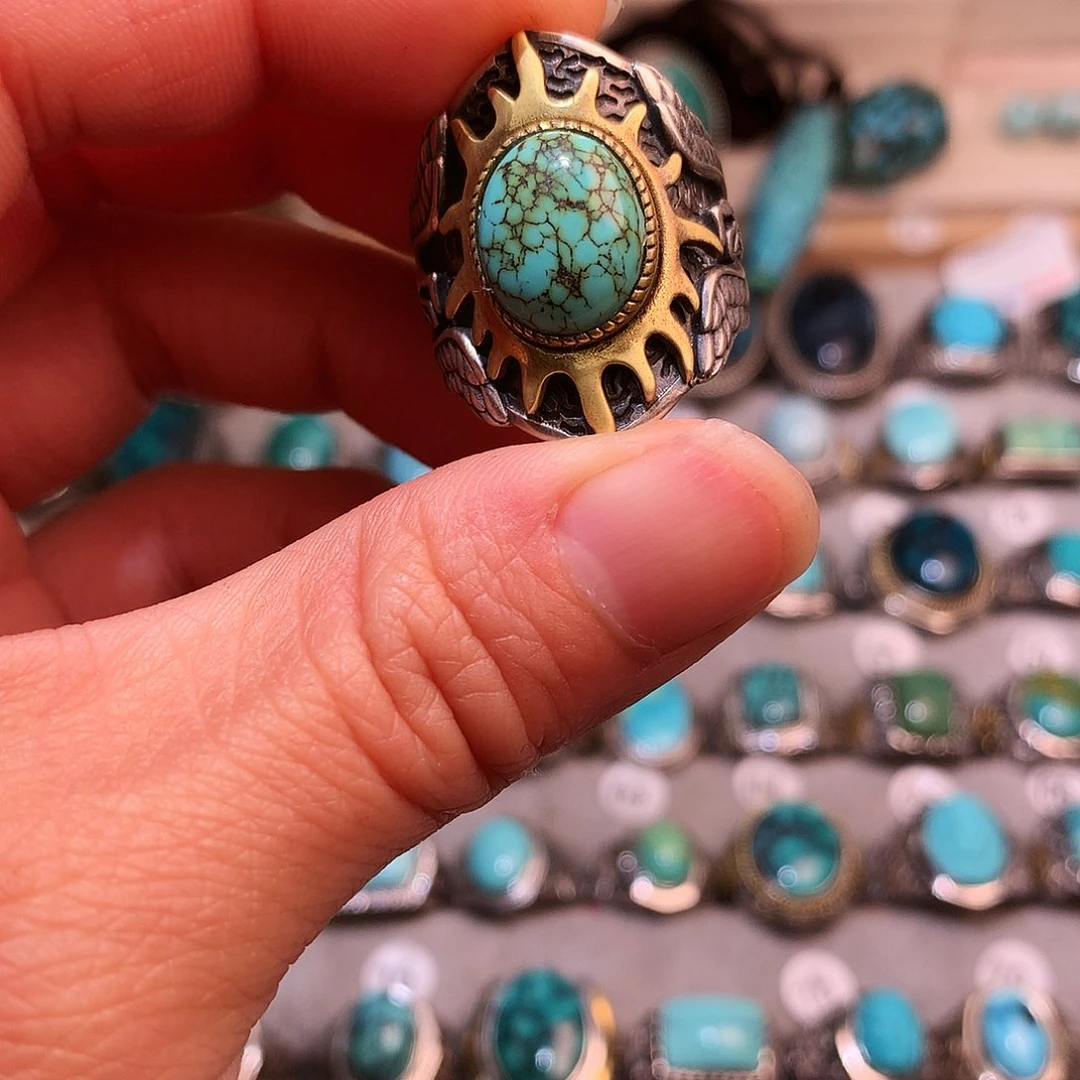 绿松石挂件银S925镶嵌