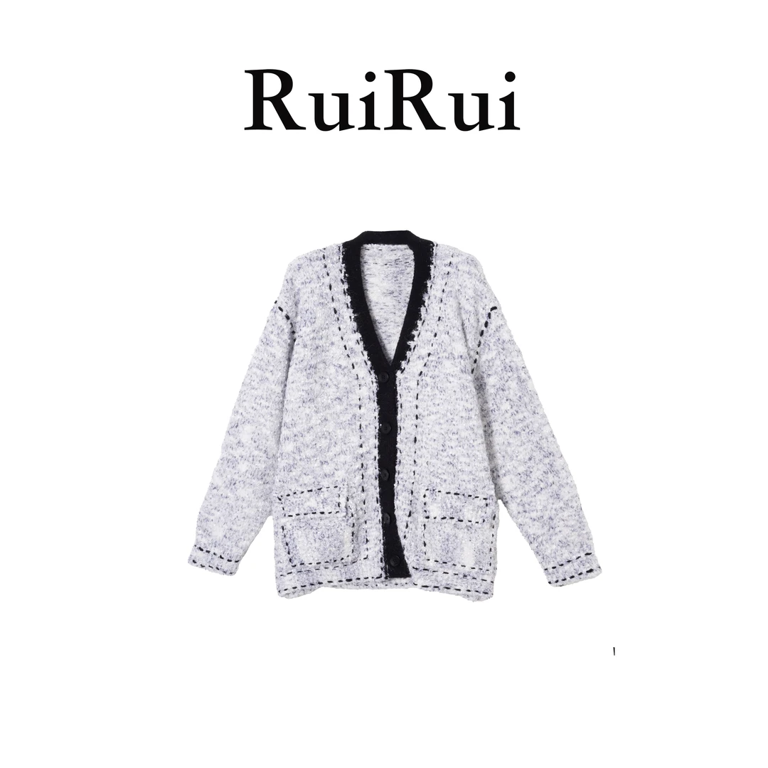 RUIRUI瑞开衫款中长款上衣小香风毛针织衫千金风针织毛衣SY1276R