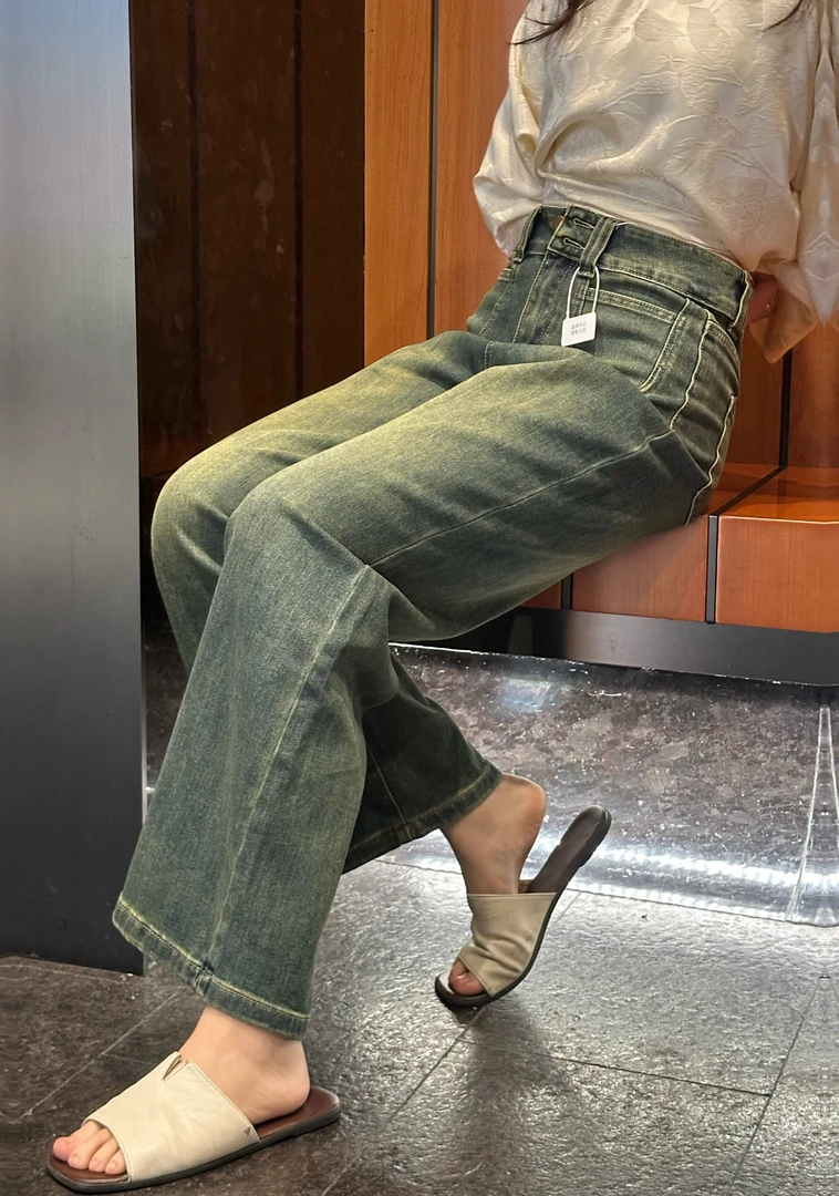 阔腿牛仔裤女 新款高腰宽松显瘦高级感 梨形身材阔腿裤9901