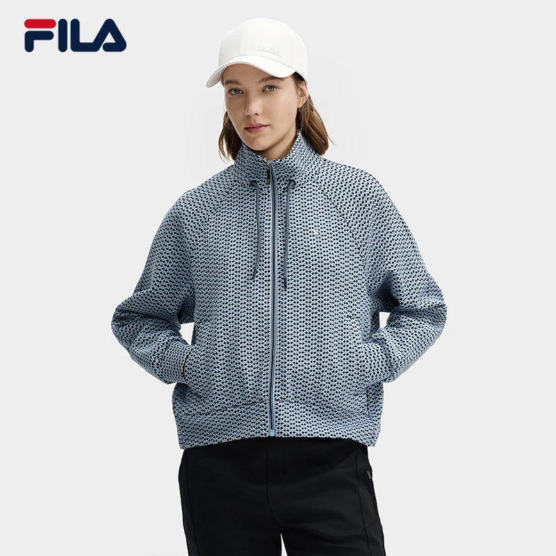 Fila/斐乐女【复古运动】新款高档提花休闲针织长袖外套F11W513503F