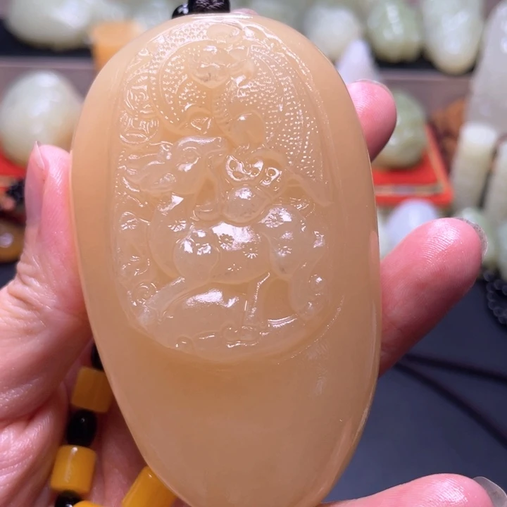 石材方解石手把件