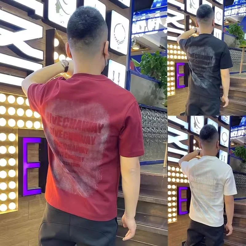 轻奢男士短袖T恤青年春夏ins潮牌圆领打底衫时尚休闲百搭