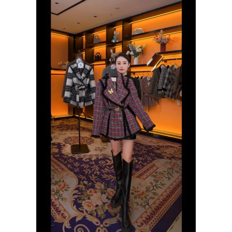 【娜娜】秋冬气质小香风时尚设计师中长款羽绒服 QD-2025569