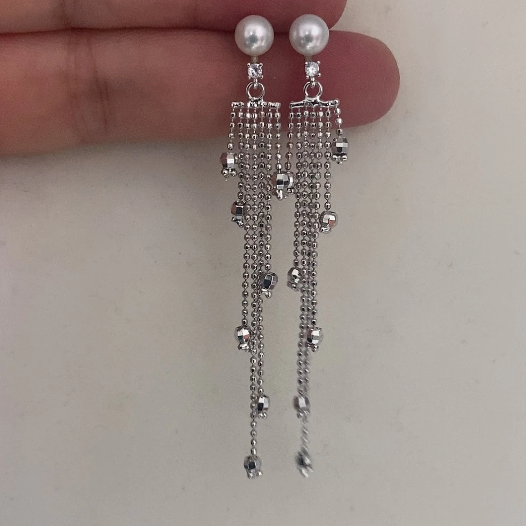 银S925镶嵌耳饰淡水珍珠