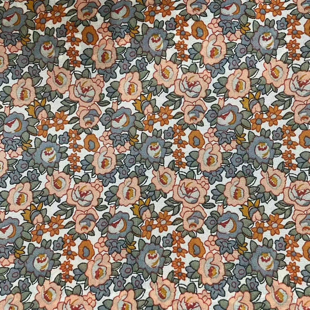 灰橘色小碎花冰雨丝时尚时装面料（不支持7天无理由）