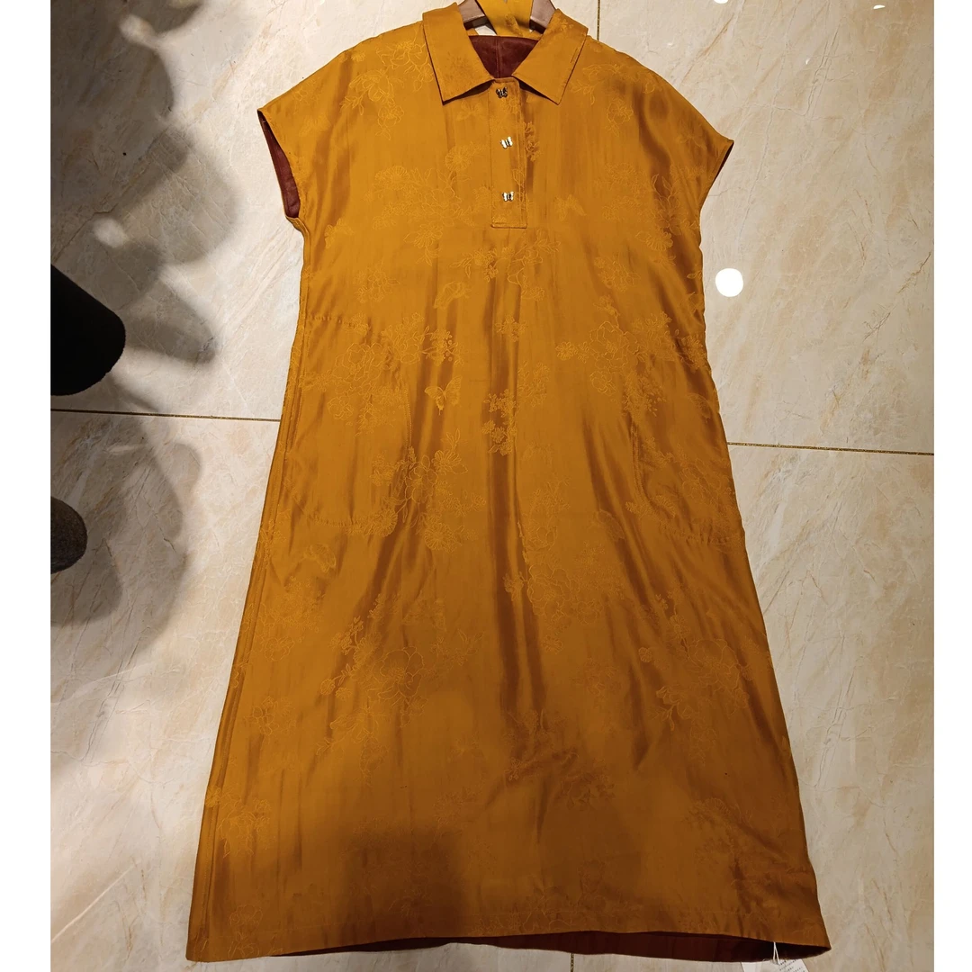 娟  新中式风 86223 黄金丝 香云纱连衣裙