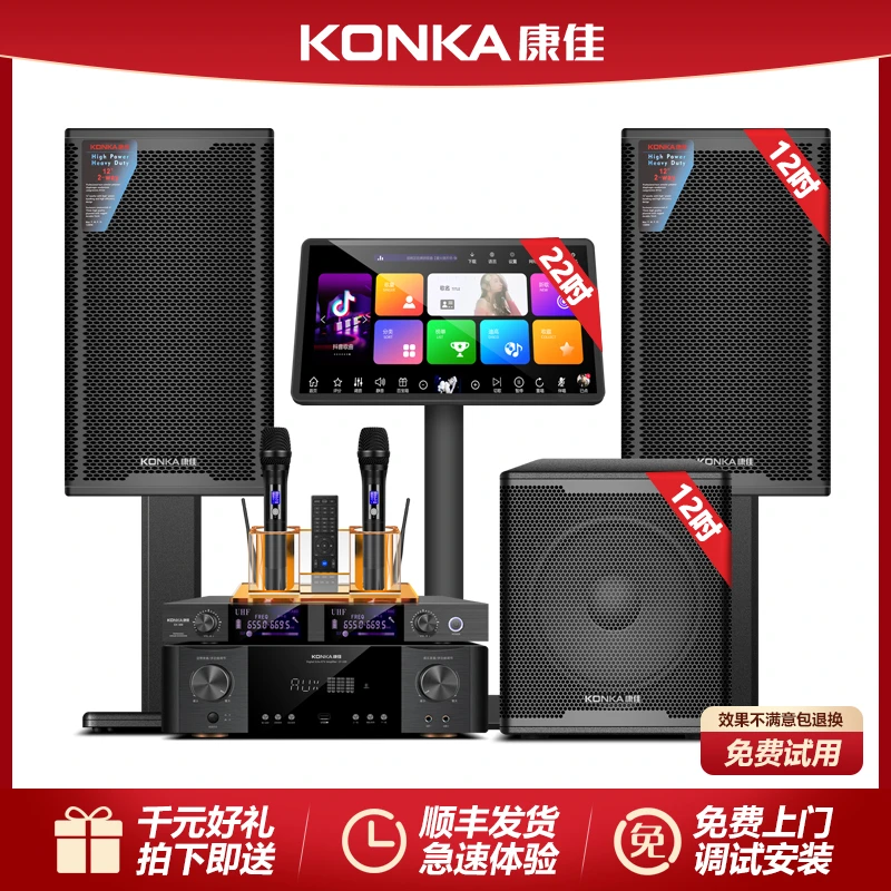 Konka/康佳12寸专业箱KTV套装家庭KTV音响套装全套唱歌卡拉OK音箱