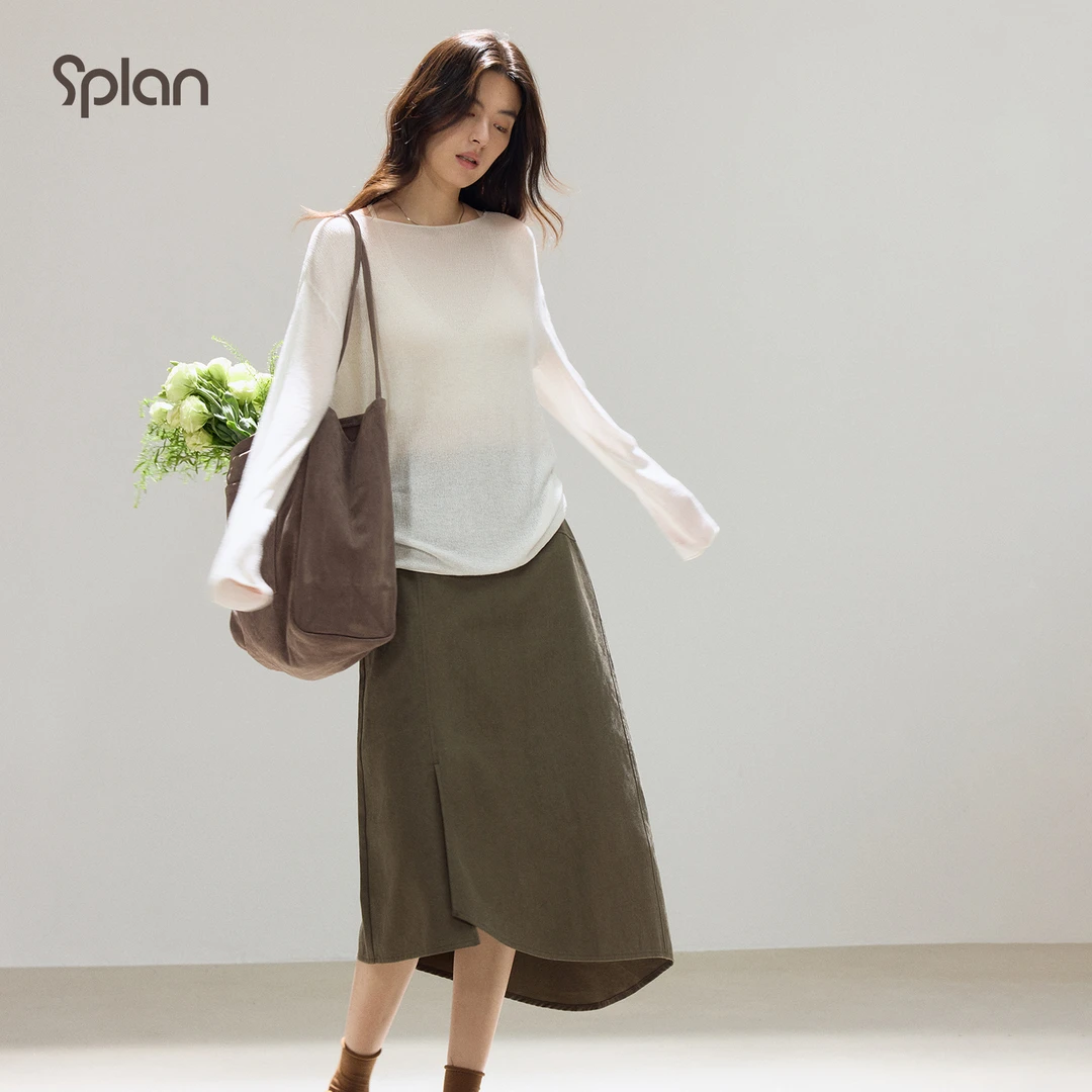 SPLAN 百搭松弛感微透罩衫长袖运动T恤25339