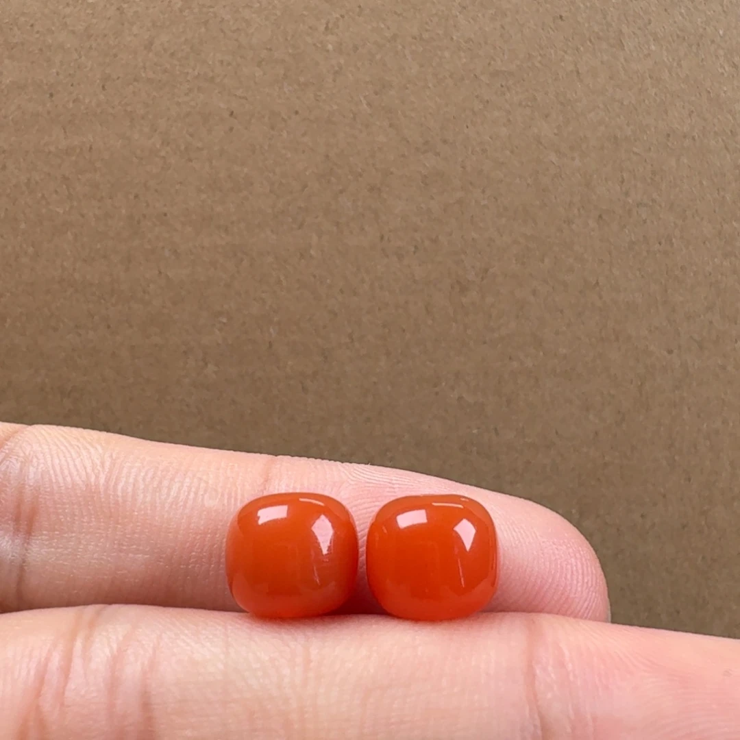 南红玛瑙未镶嵌老型对珠9.0*8.0