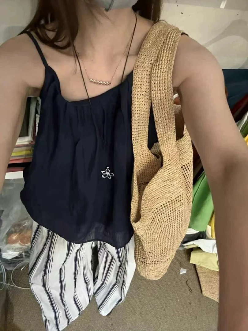 【清爽夏日】韩系苎麻飘飘麻花编织带子小衫