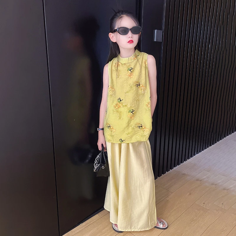 女童夏装国风套装2025新款儿童装洋气旗袍女大童夏季新中式两件套