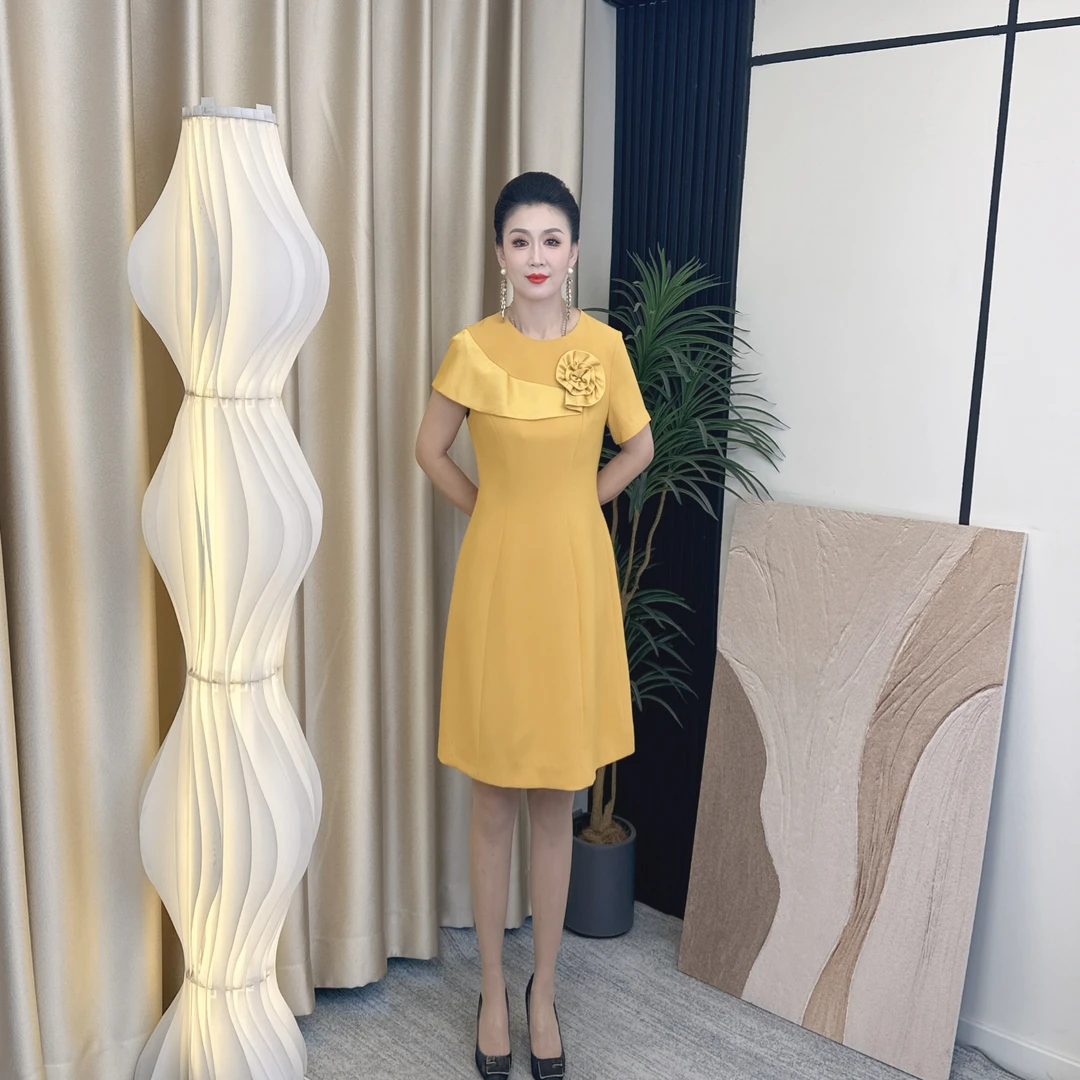 D868女装连衣裙显瘦气质轻奢时尚百搭复古收腰名媛显瘦气质轻奢