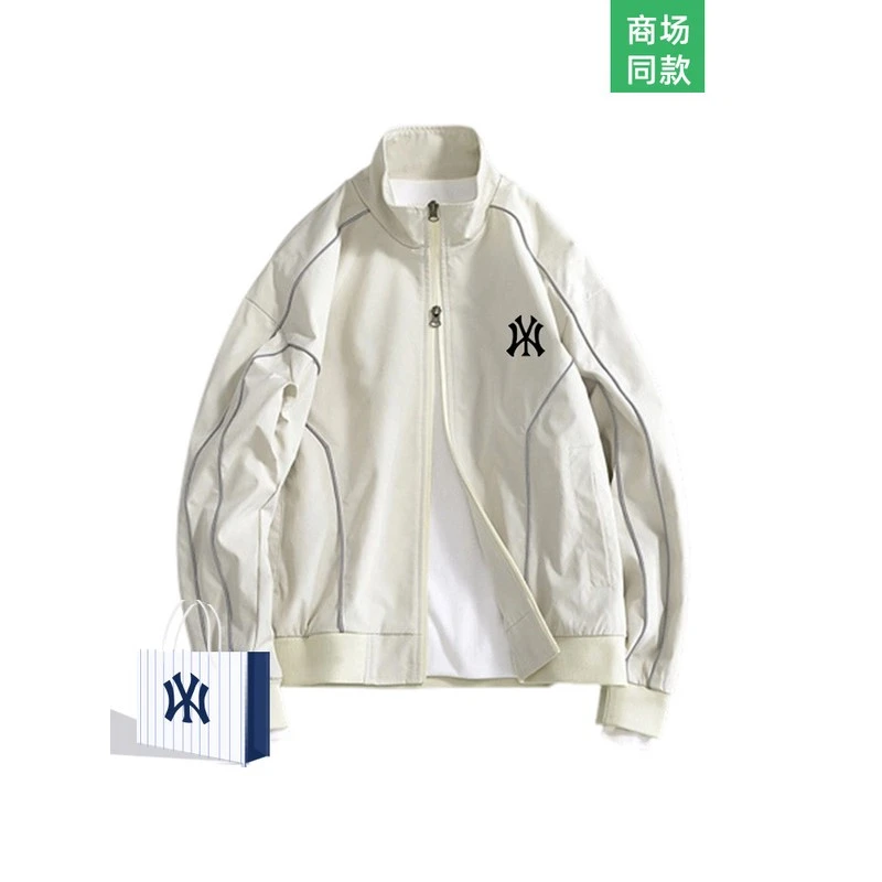 奥特莱斯条纹立领夹克外套男女春秋季新款防水潮流宽松休闲上衣