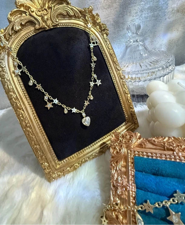 铜合金合成锆石项链 猪鼻子新款星星项链