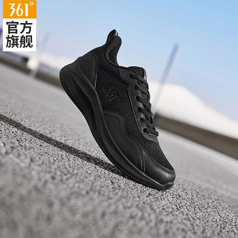 361°女鞋运动鞋2025新款秋季网面轻便软底跑步鞋子女士黑色休闲鞋