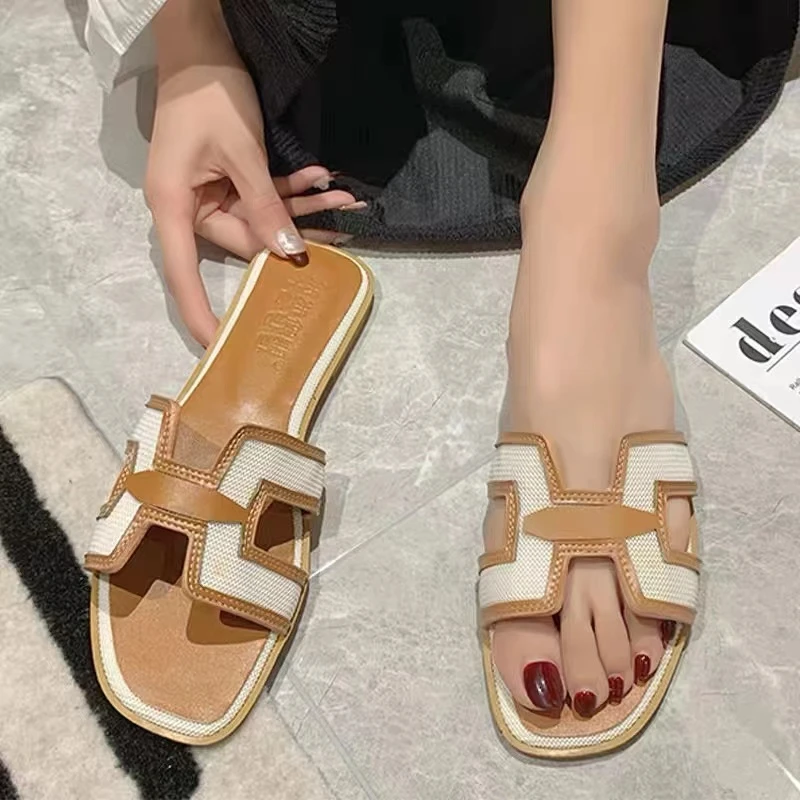 夏夏家推荐拼接H型拖鞋/UA0301