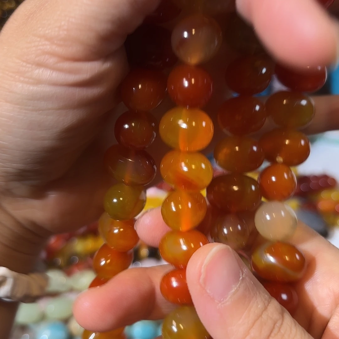 玛瑙/玉髓银S925镀金镶嵌珠宝半成品红玛瑙土豆12-17一条