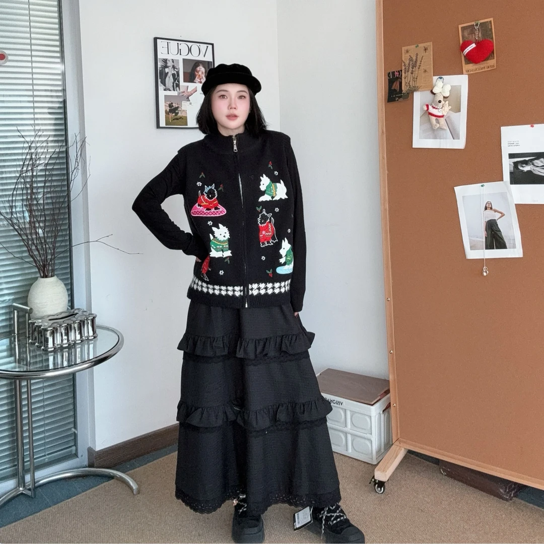 LUBEUNORH 2025冬季新款针织小狗马甲