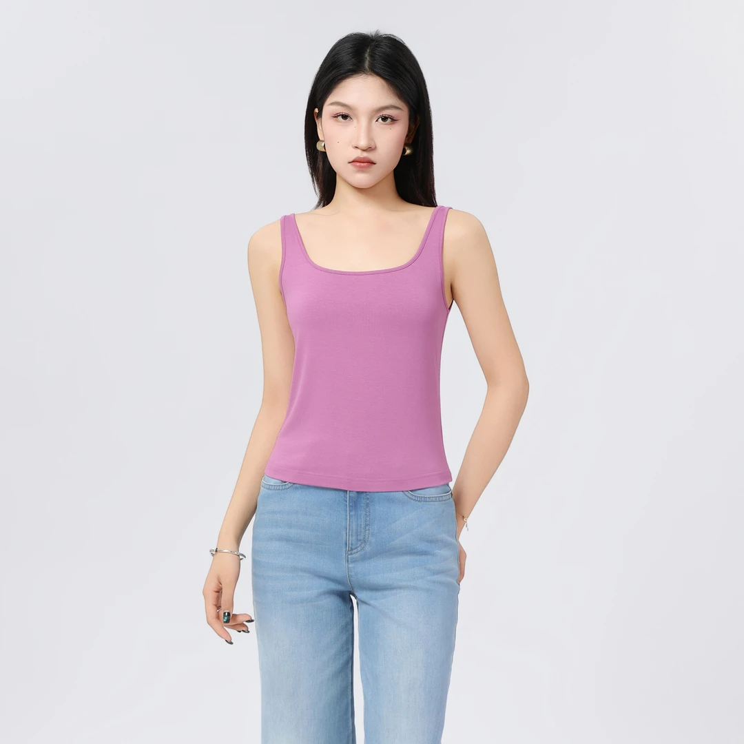 GIRDEAR/哥弟早春新款修身无袖T恤时尚舒适百搭打底背心女-130074