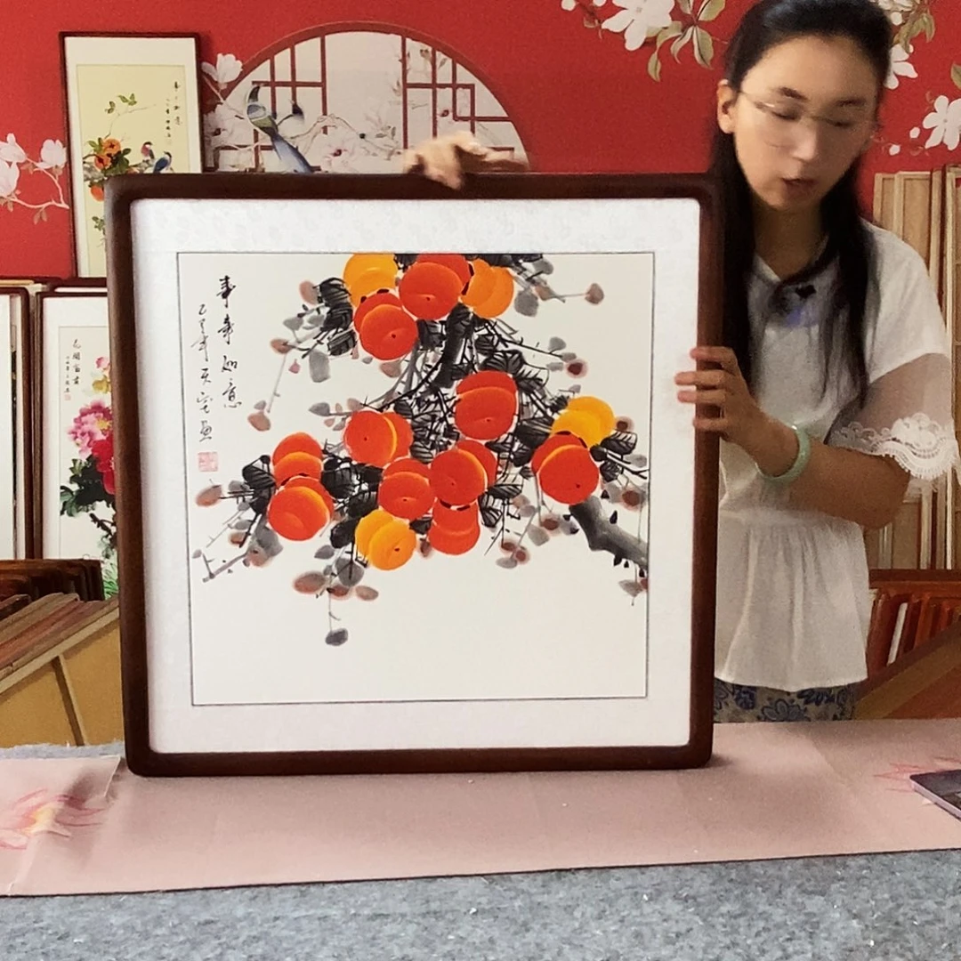 国画手写手绘带框包邮国画作品