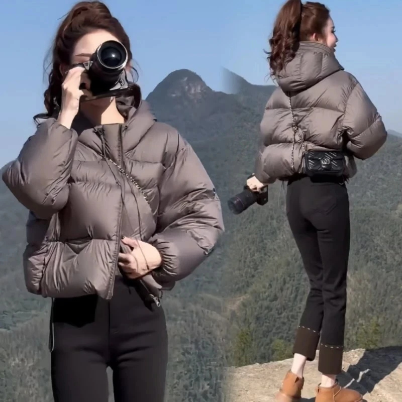 加厚棉服女士洋气冬季蓬松连帽短款面包服小个子女款保暖棉衣潮