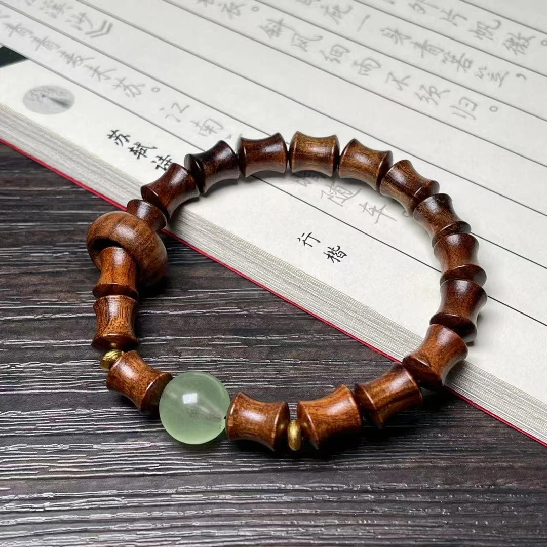 黄花梨竹节跑环夜光珠   TB7705