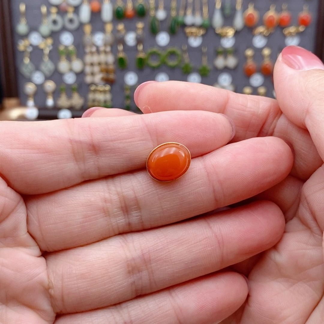 银S925镶嵌和田玉耳饰清*