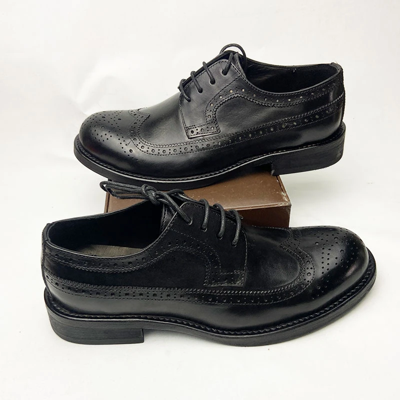 英伦时尚复古商务真皮皮鞋正装布洛克雕花马皮休闲男鞋固特异手工