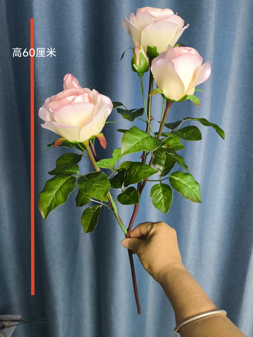 欧式手感保湿玫瑰仿真花假花家居婚庆装饰摆件纯手工制作可以水洗