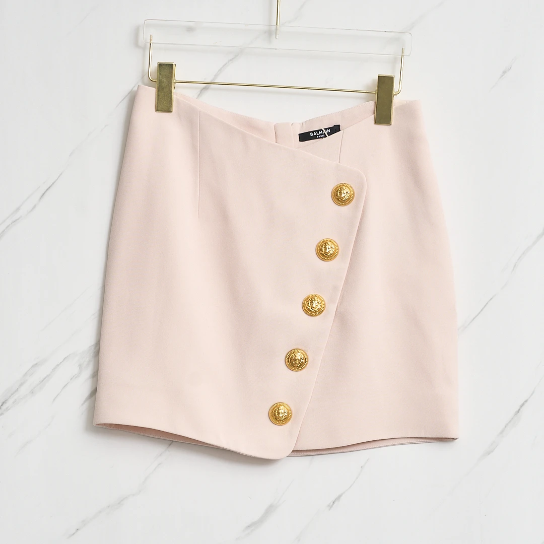 全新未使用/Balmain女士斜口半身裙B2GP00091