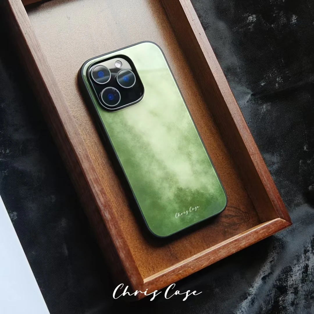 「翠染苔衣」新中式适用于苹果16promax/15pro高级感手机壳14pro/13