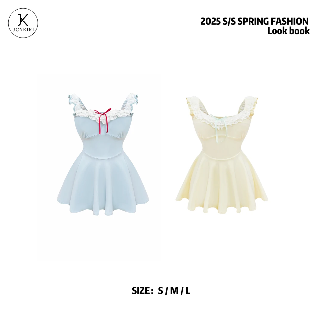 JOY KIKI鹅了么【白雪日记】夏季甜美公主蕾丝撞色连衣裙 J25B459