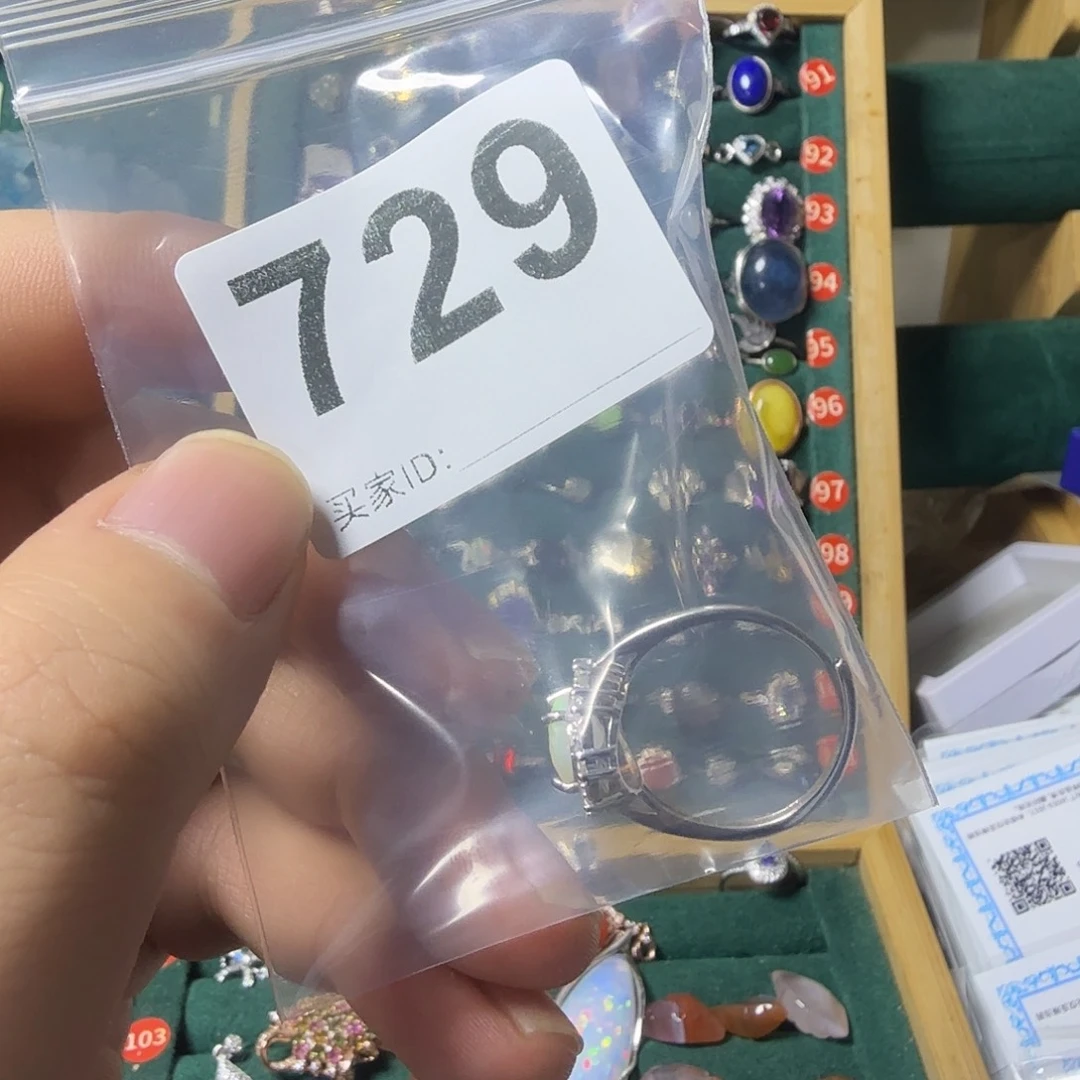 晚***情欧泊银S925镶嵌戒指