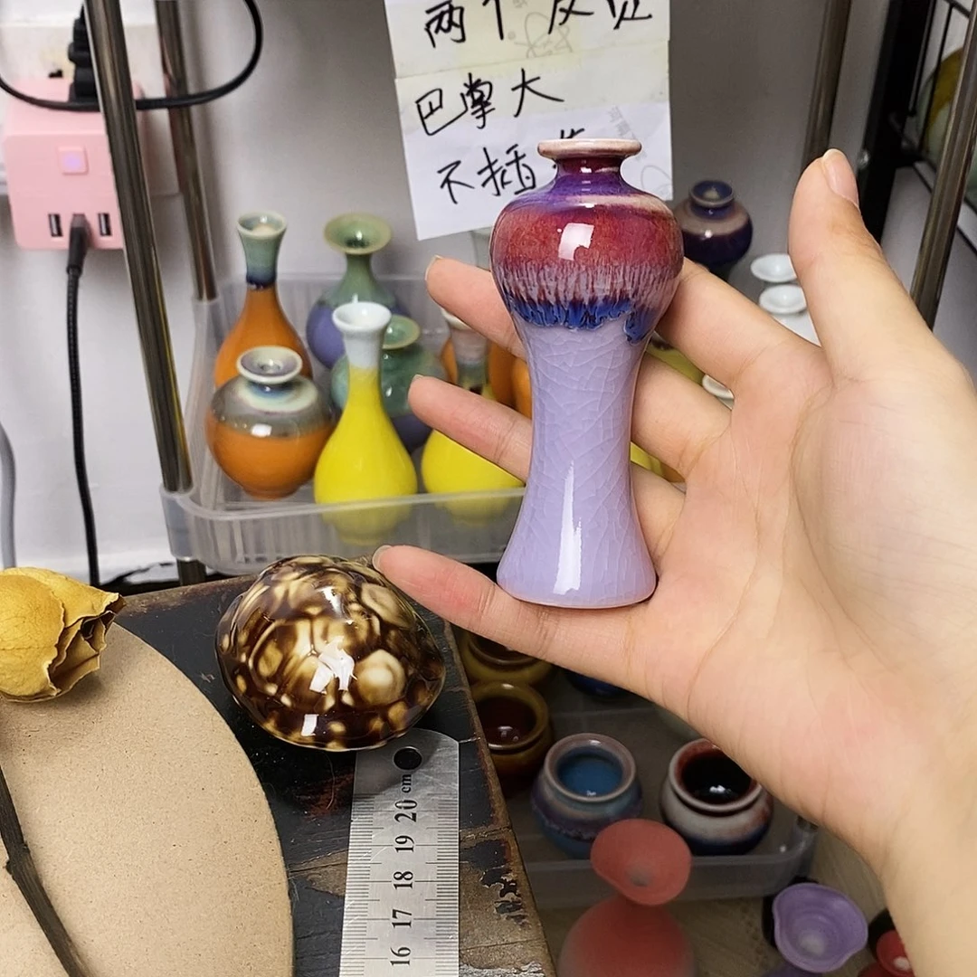 摆件否***。巴掌大不插花景德镇高温陶瓷小花器
