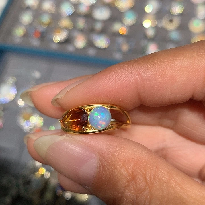 欧泊银S925镶嵌福利戒指