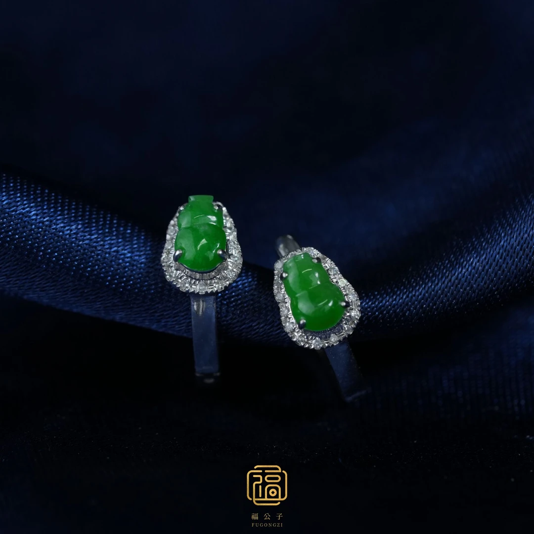 【福公子 】春日珠宝-翡翠耳饰18K金镶嵌-多样性一件发货-103-Q