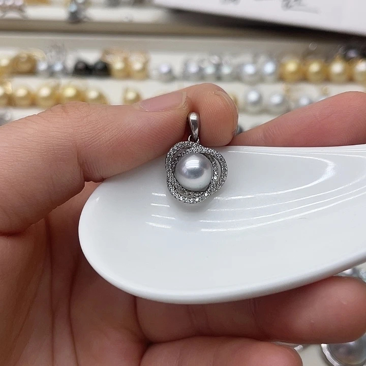 海水珍珠银S925镶嵌吊坠(不含链)