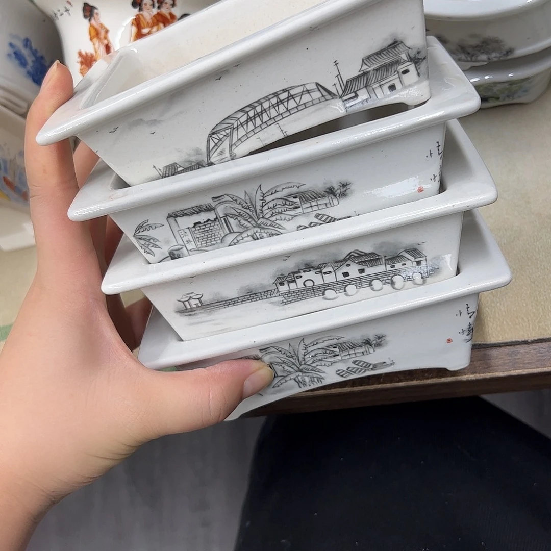 白泥花盆625号瑕疵4个15/11/4.5cm黑点杂质介意勿拍