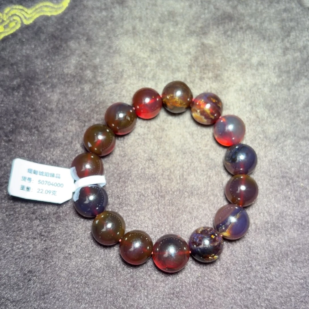 琥珀未镶嵌珠宝奇石13.5mm棕血