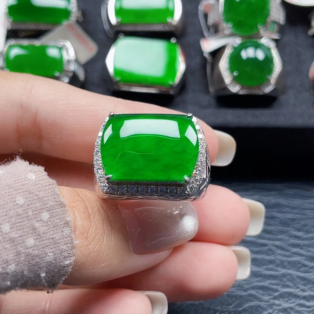 翡翠银S925镶嵌颈饰天然A货翡翠没运费险3686