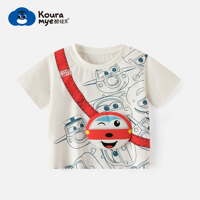 酷娃米夏季中小男女童宝宝舒适百搭超级飞侠T恤20566