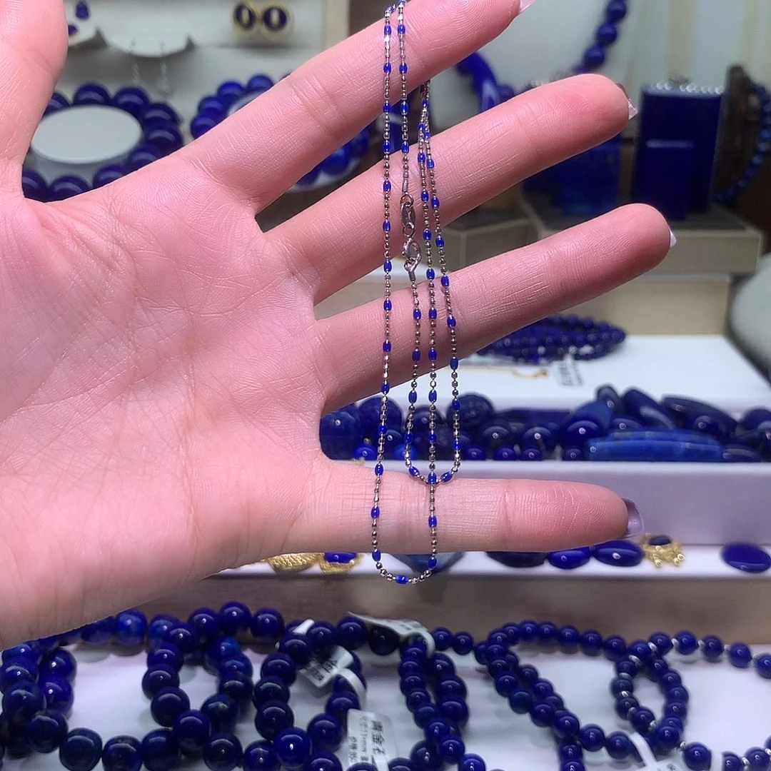 青金石合金天然原矿项链