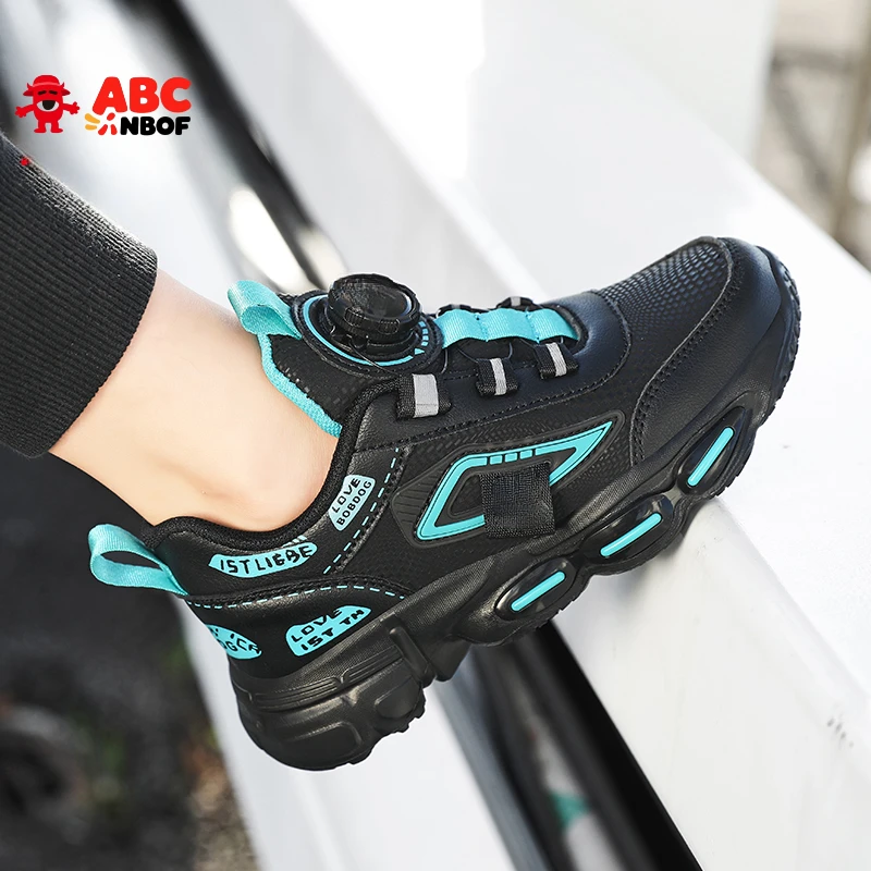 ABC NBOF男童鞋子2025秋新款男中大童皮面防水男孩子超轻百搭跑鞋