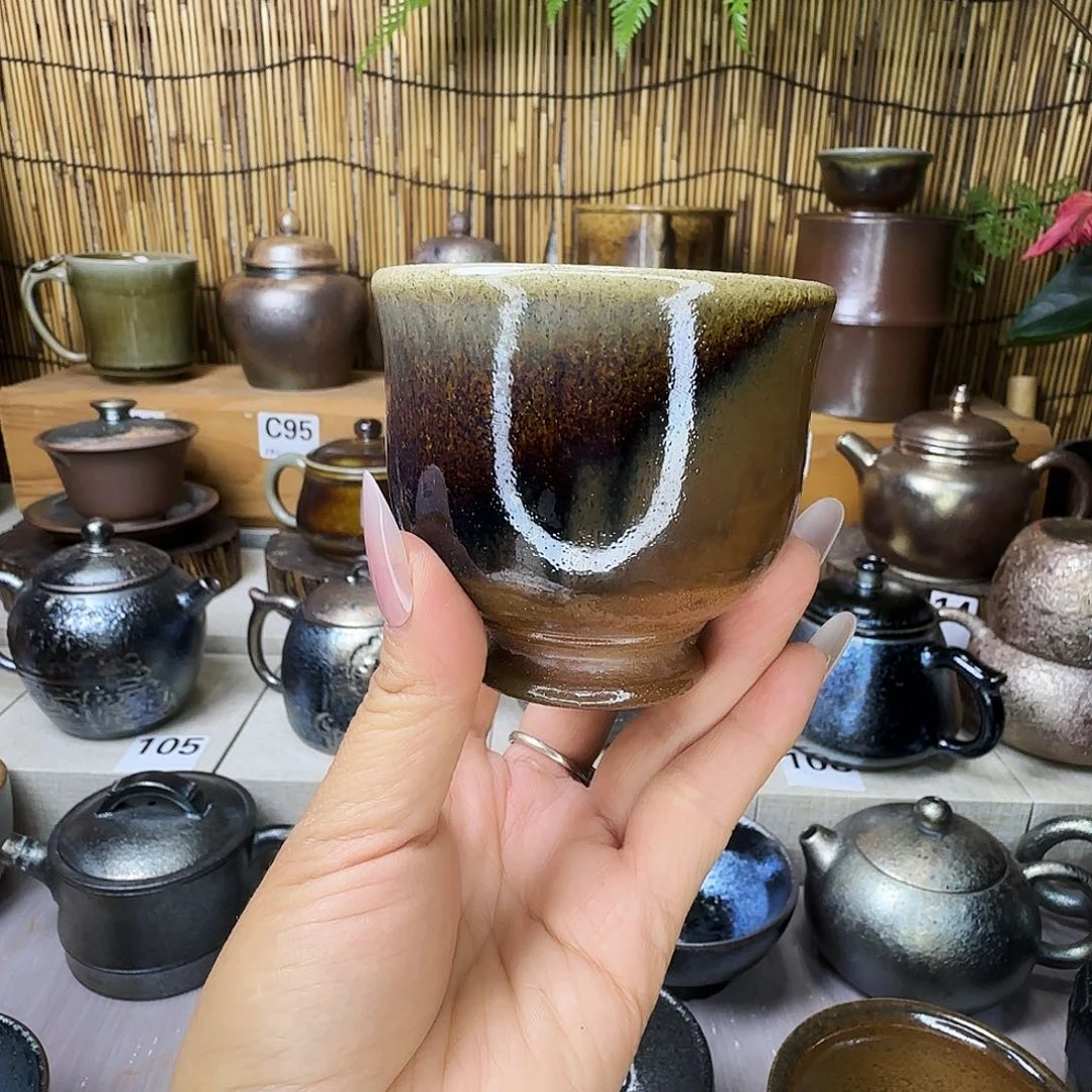 杯俩****园建水紫陶柴烧杯