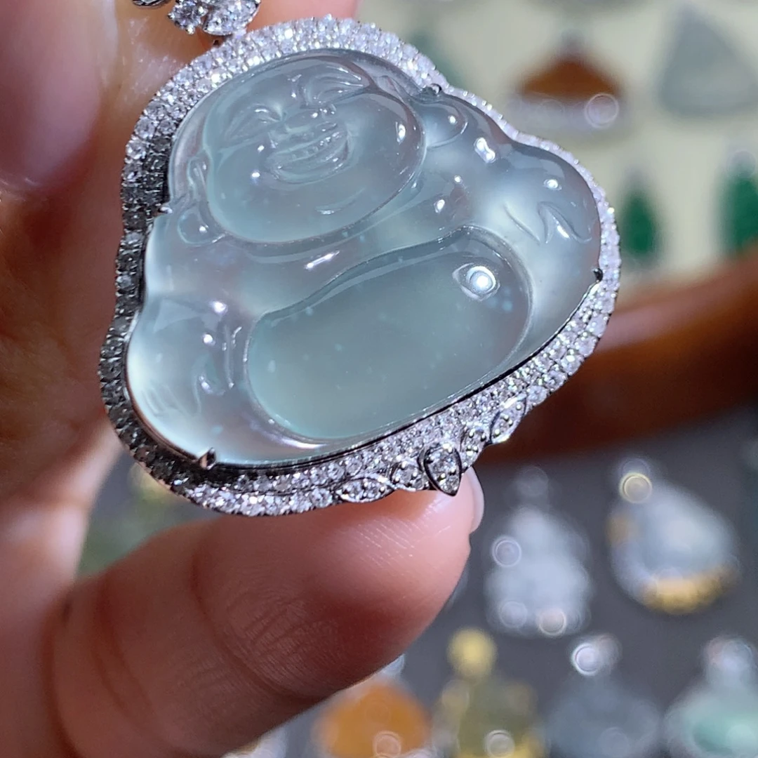 翡翠18K金镶嵌吊坠(不含链)佛公
