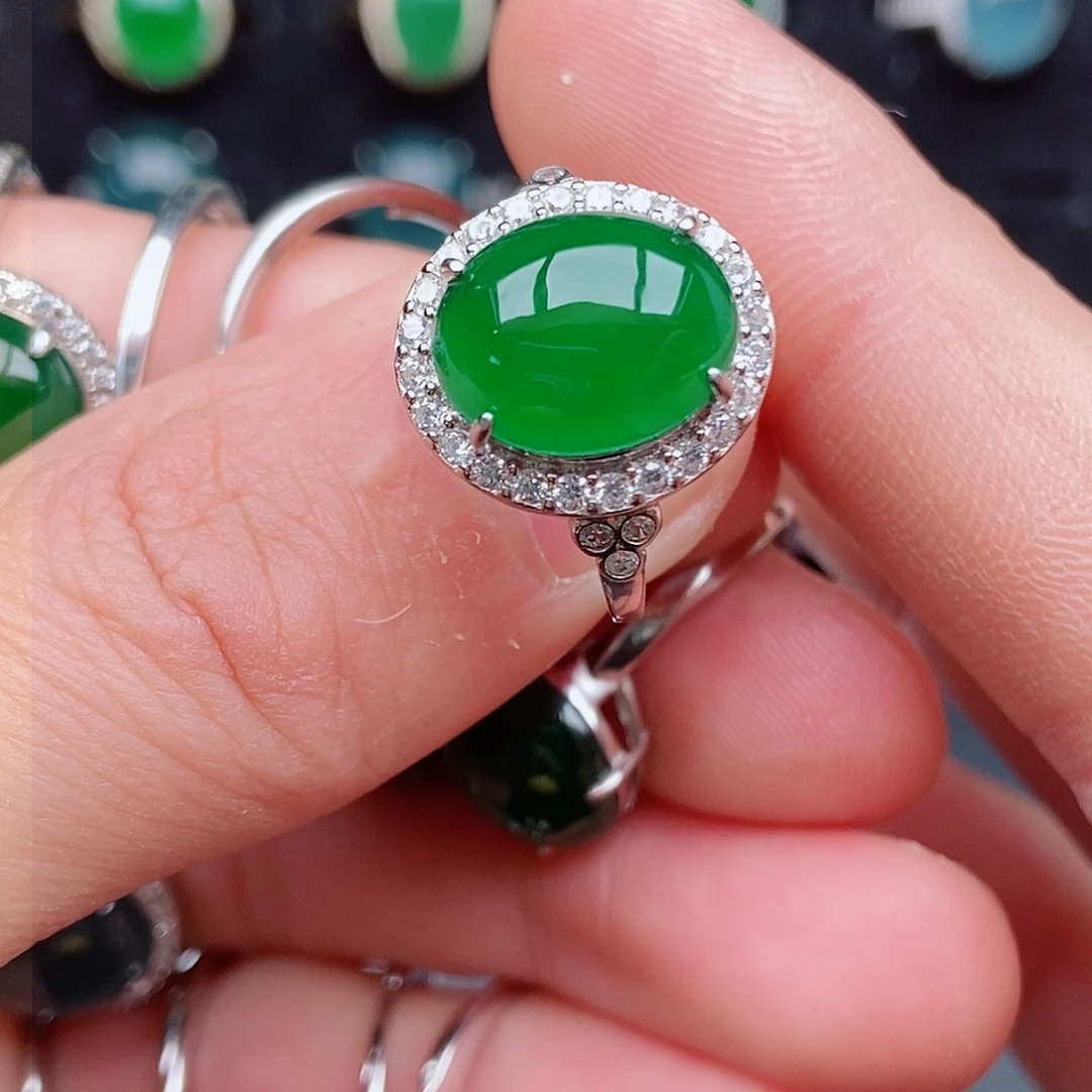 翡翠戒指银S925镶嵌86585586